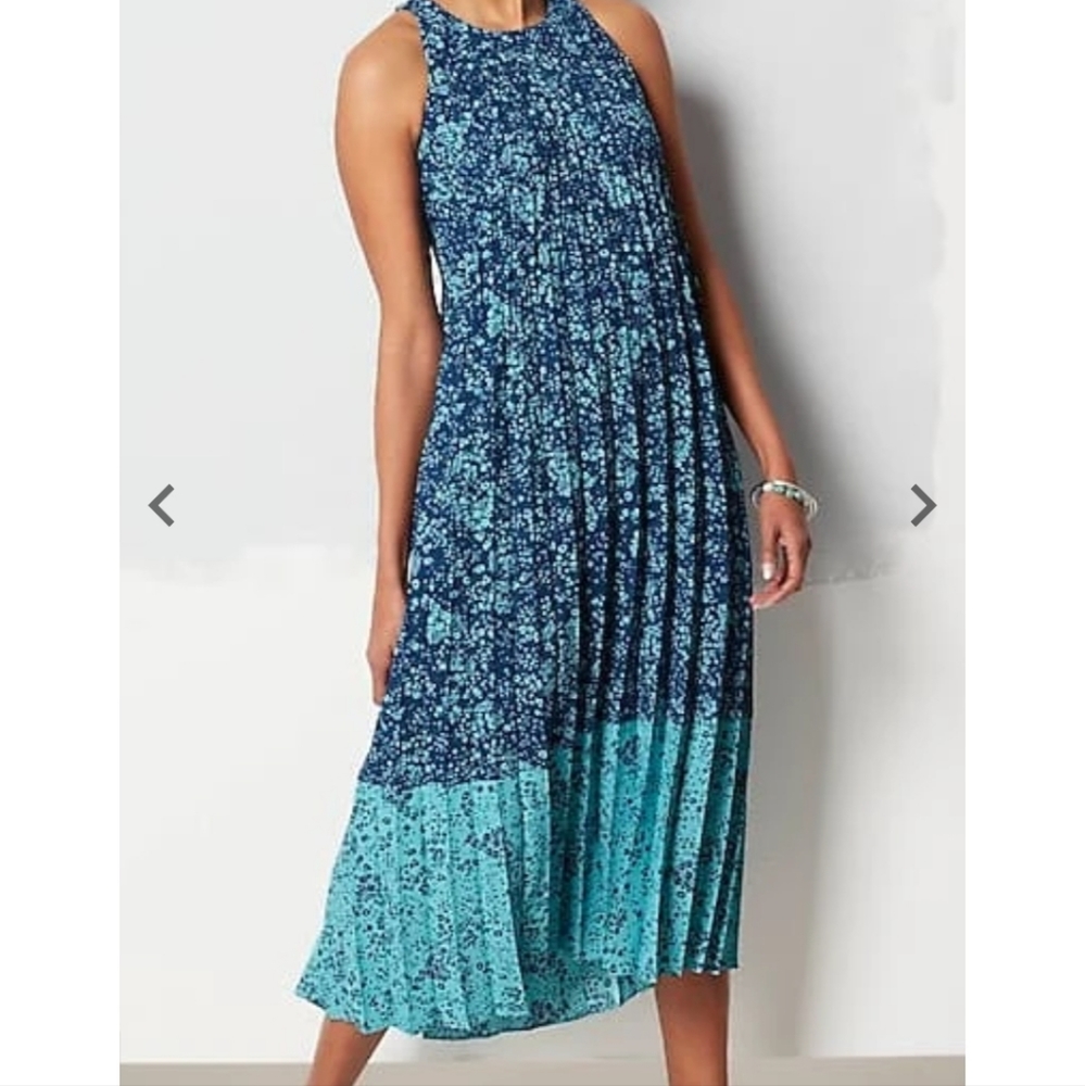 J•jill Wearever Pleated Halter-Neckline Dress sz M